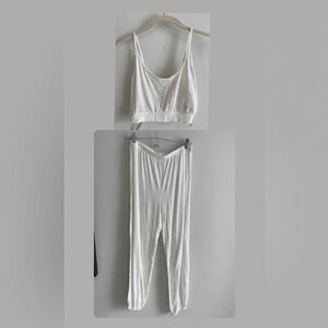 White Comfortable Joe Fresh Pyjama Set Crop Tank & Pants  size XS